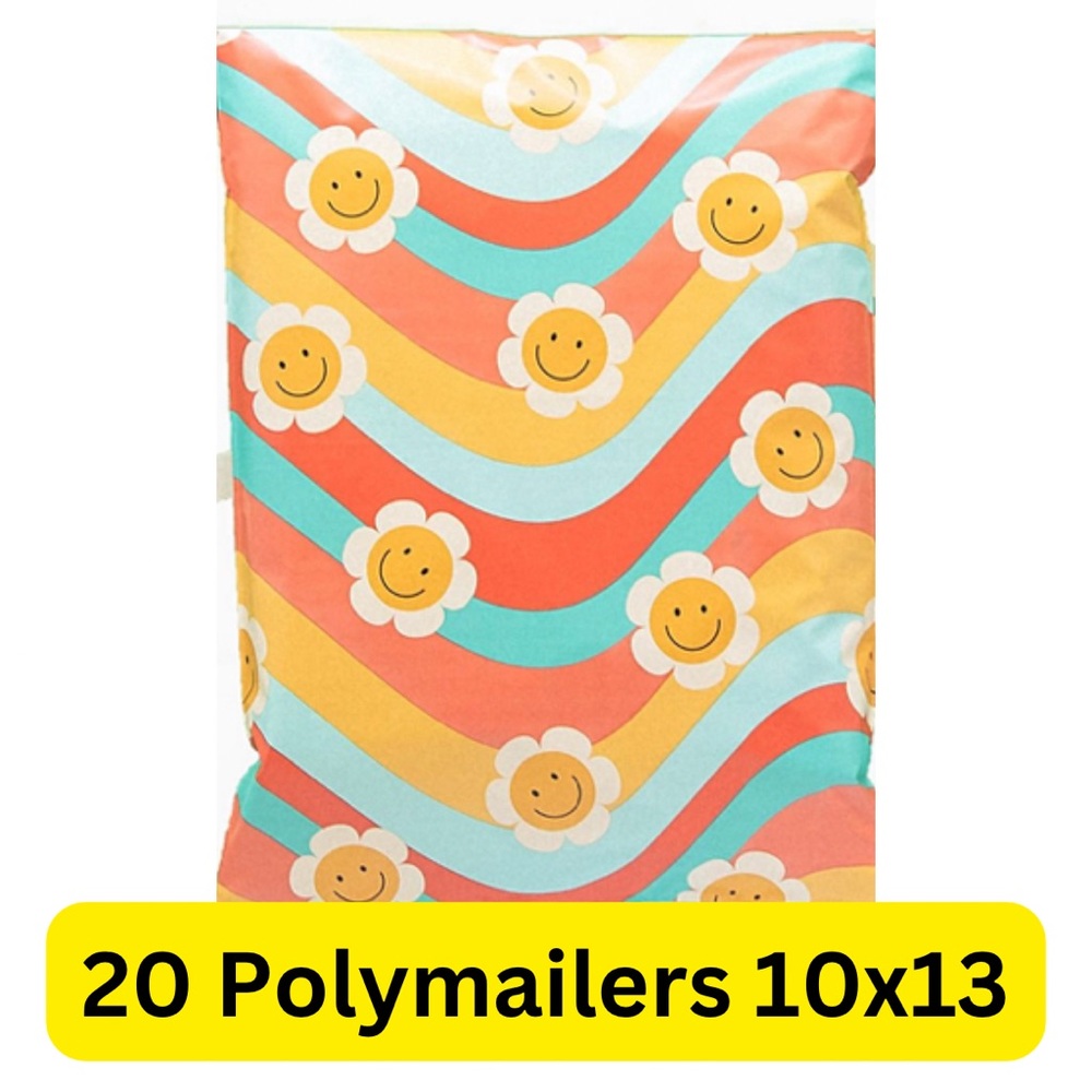 20 wavy daisy print polymailers size 10x13
